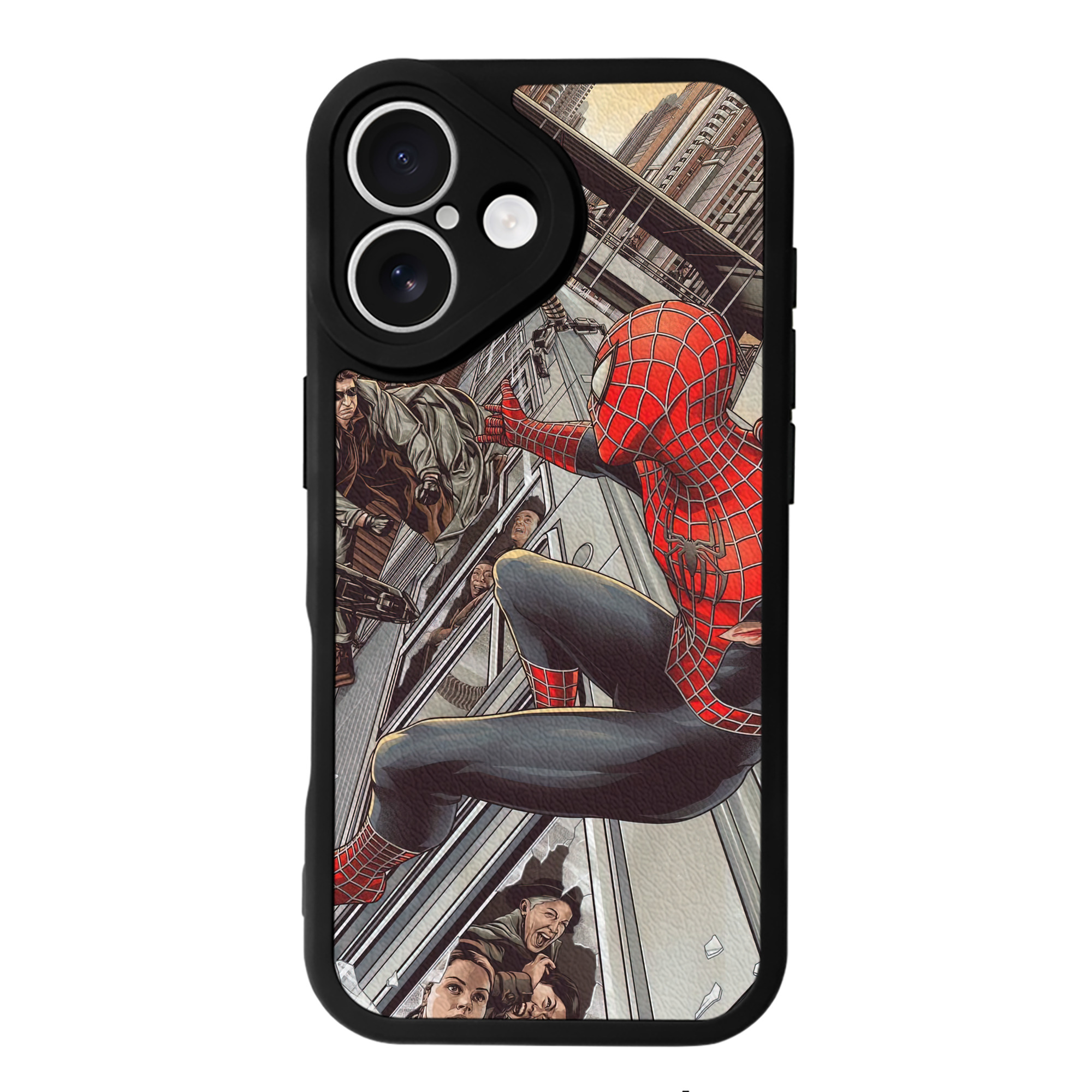 Spider Man スパイダーマン 【iPhone 16シリーズ対応】シリコンスマホケース（レザー調） 材質：シリコン